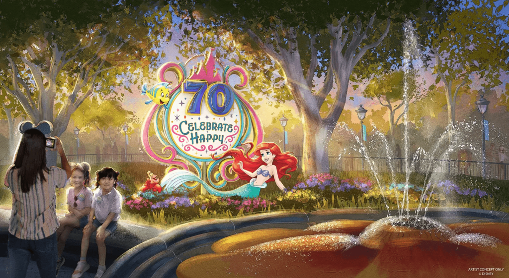 70th Anniversary Little Mermaid Decoration in Downtown Disney